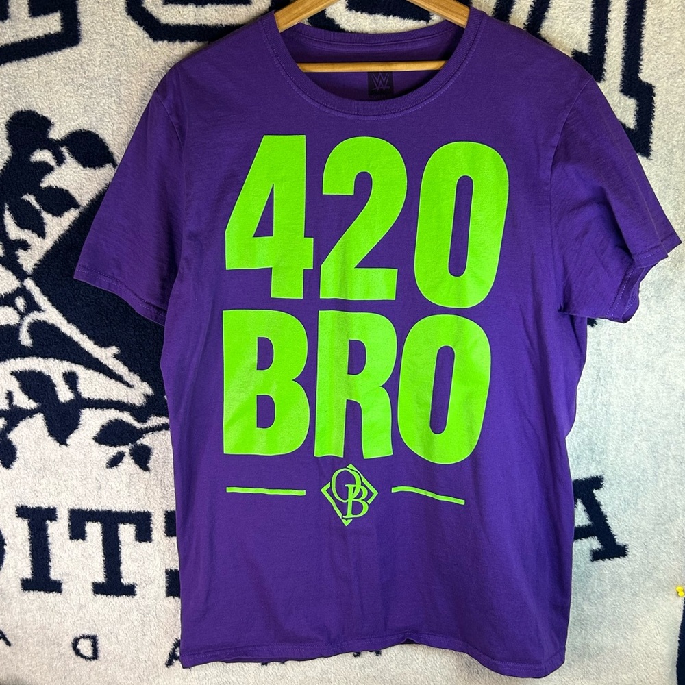 WWE Matt Riddle 420 Bro Purple T Shirt Wrestling Tee Size Large
